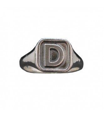 R002124 Genuine Sterling Silver Signet Men Ring Hallmarked Solid 925 Letter D Handmade